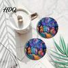 Durable Silicone Car Coasters 2PCS Coasters Oil Painting Print Decorative Non-Slip Thermal