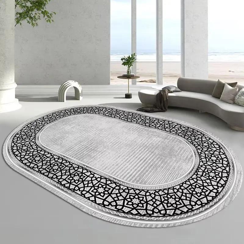 

Овальний Розкішний Килим для Вітальні Домашній Декор Простий Великий Килим для Дивана та Столу Прані Килимки для Спальні Приліжкові Підлогові М які Килимки 80x160cm