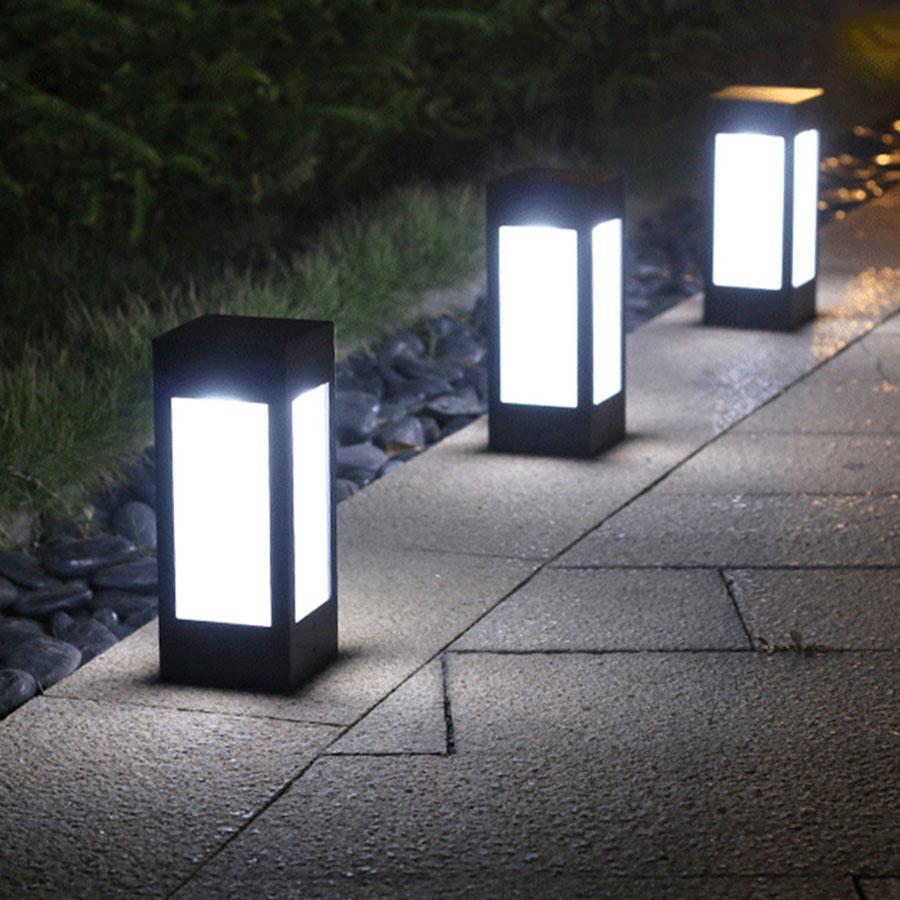 Thrisdar Outdoor Solar Street Pillar Light Outdoor Landscape Villa Fence Pillar Light Garden Porch Front Door Solar Stigma Lamp
