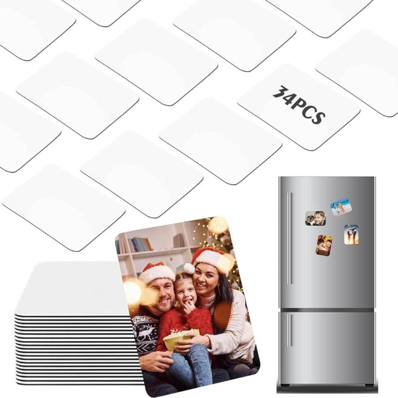34 Pezzi Magneti Vuoti per Sublimazione Cucina Ufficio Magnete Personalizzato per Frigorifero Magneti per Frigorifero Vuoti per Sublimazione DIY