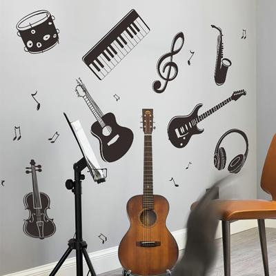Musical Instrument Pattern Wall Stickers Self-adhesive PVC Window Decoration Wall Decal Sticker Home Decor