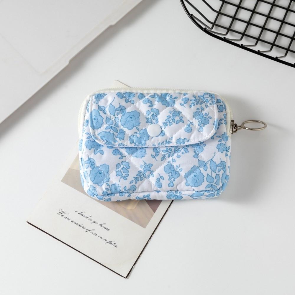 New Cartoon Floral Coin Purse Bow Print Large Capacity Storage Bag Headphone Bag