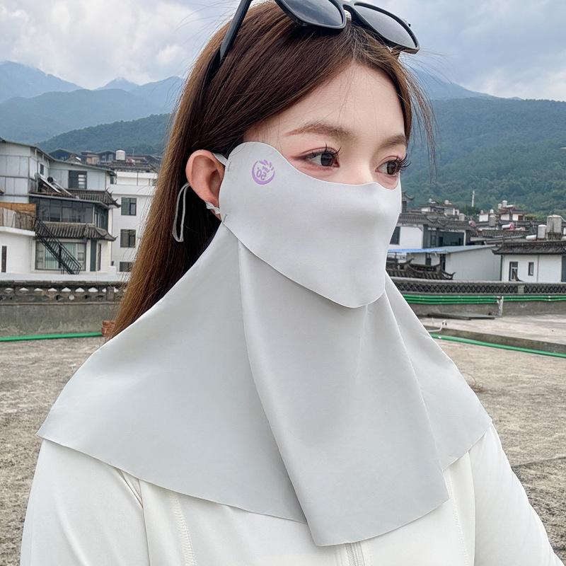 Summer Neck Uv Protection Face Cover Solar Cycling Mask Men S Bicycle Mask Ice Silk Drive Uv Protection Face Cover Sun Resistant серый