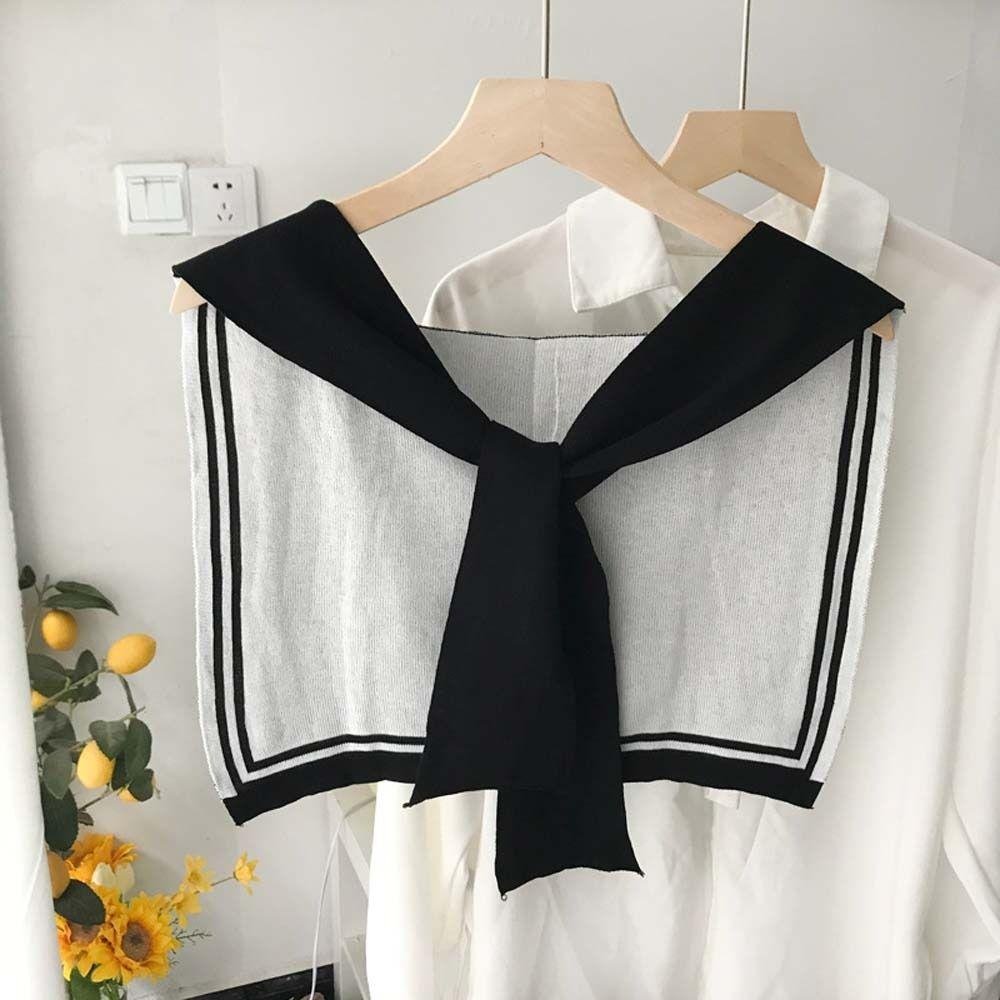 Ciepły Szalik Węzeł Patchworkowa Bluzka Fałszywy Kołnierzyk na Ramię Pasek Uniwersalny Dzianinowy Szal Damski/Dziewczęcy