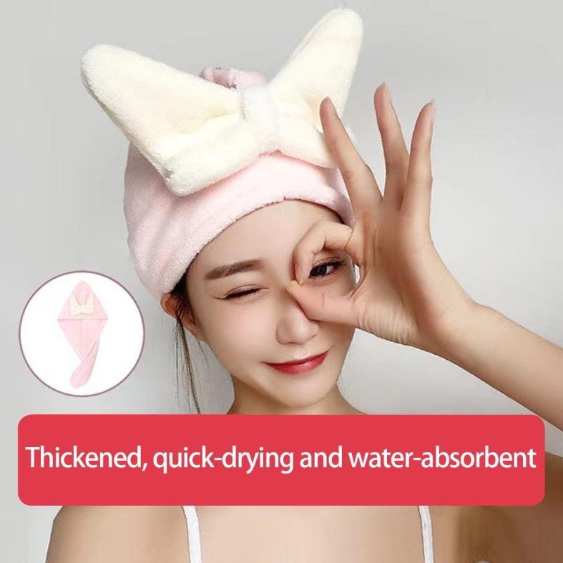 Absorbent Microfiber Hair Towel For Women Quick Drying Soft Bath Turban Elastic Design