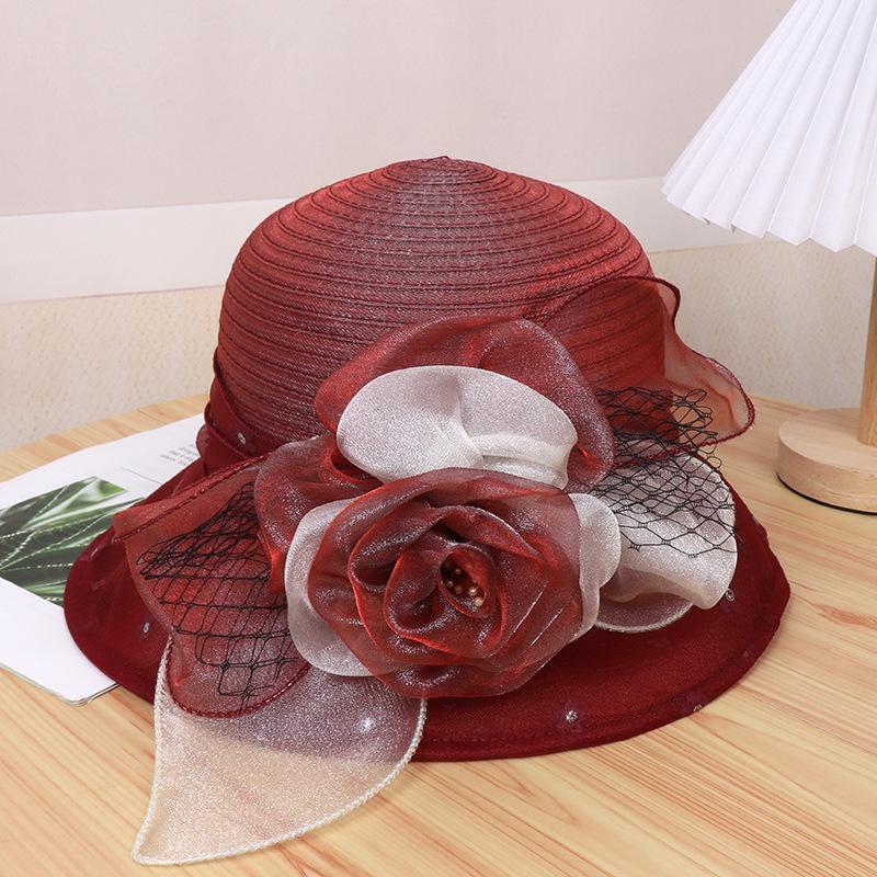 New Hat Women's Summer New Fashion Versatile Elegant Flower Temperament Sunshade Sunscreen Bucket Hat
