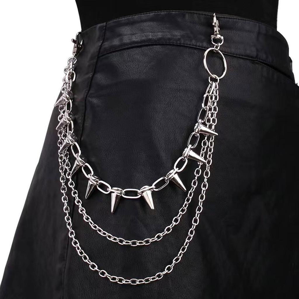 Edgy Spiked Metal Chain Accessory Detachable For Pants Bags Punk Style Secure Clasp Youth Punk Fashion belt Attachment