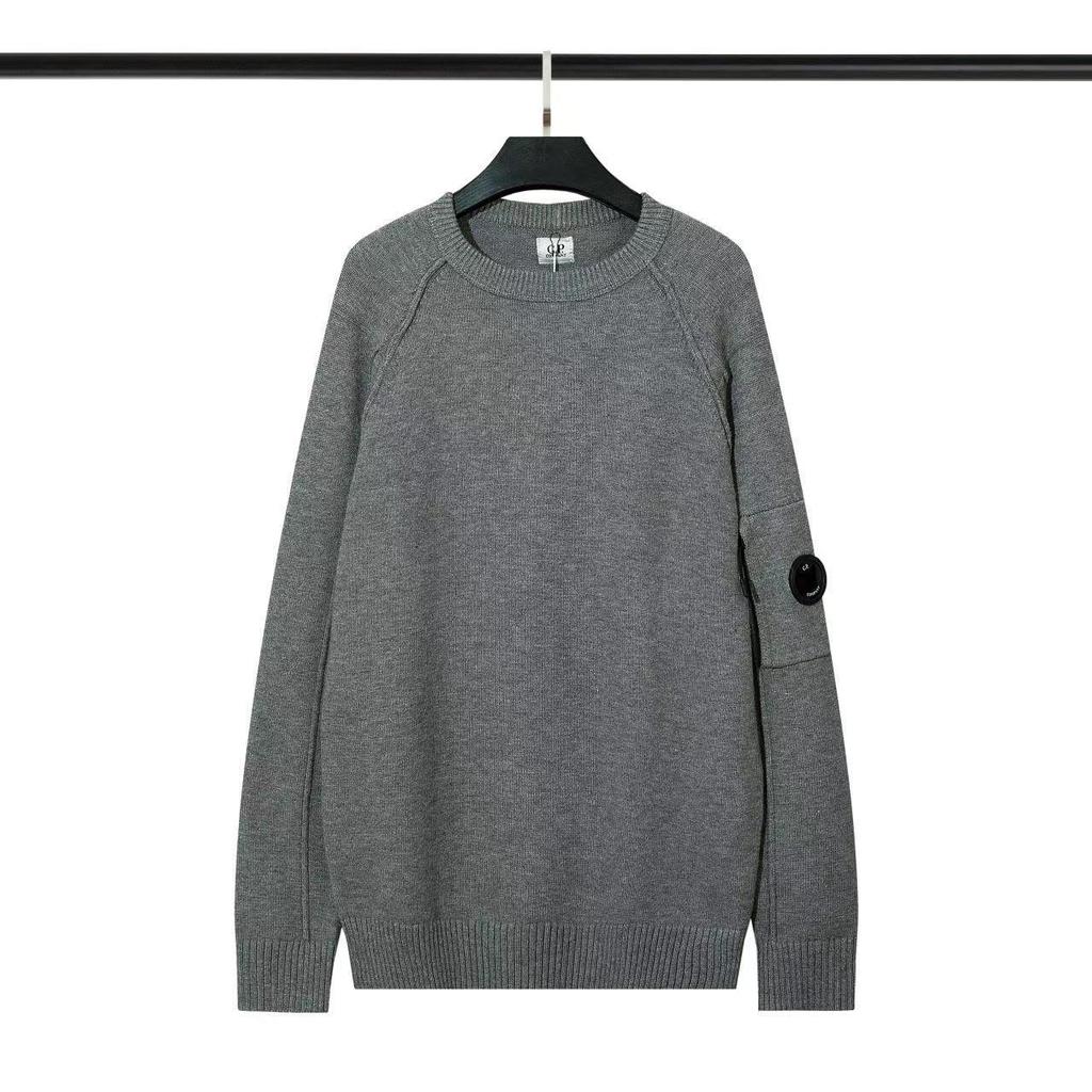 CP Lens Badge Knitwear: Versatile, Casual Loose Round Neck Sweater for Men - Autumn/Winter Edition