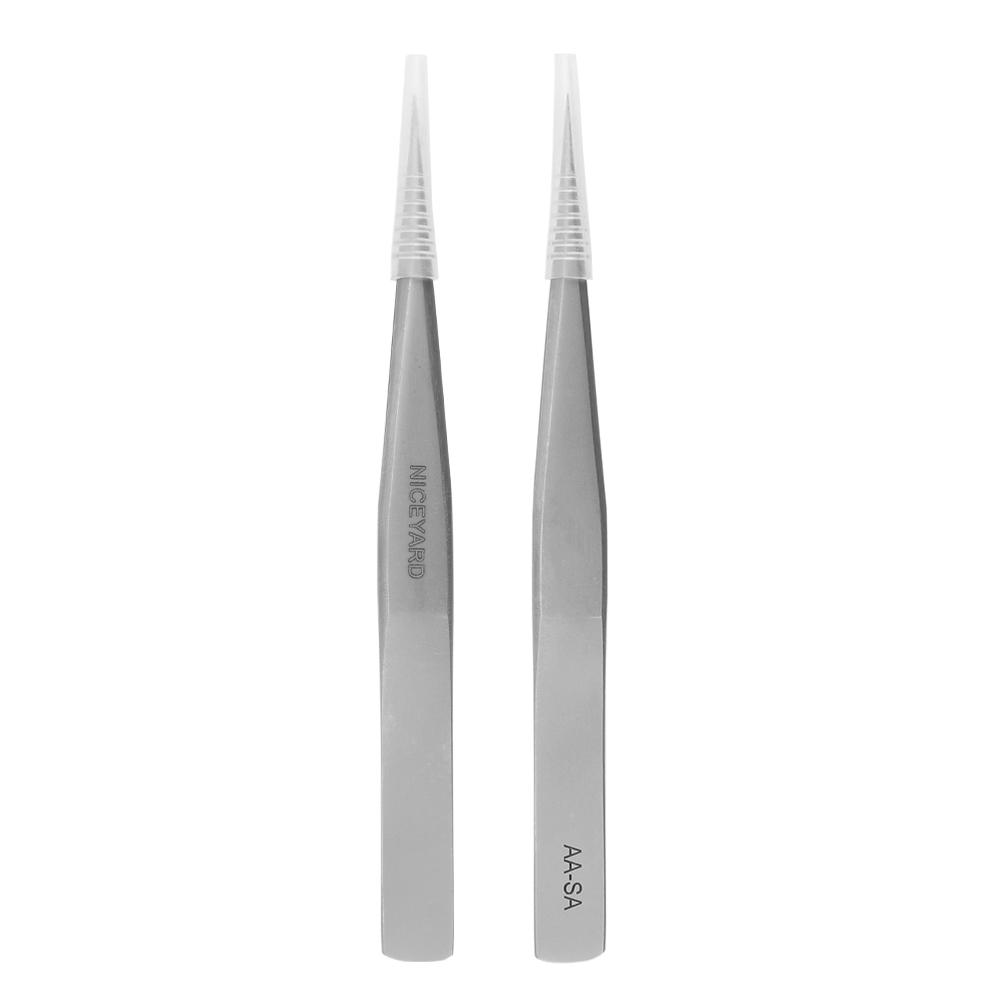 DIYWORK Precision High Temperature Resistant Stainless Steel Handle Anti-static Anti-oxidation Ceramic Tips Tweezers Straight Aimed Tweezers