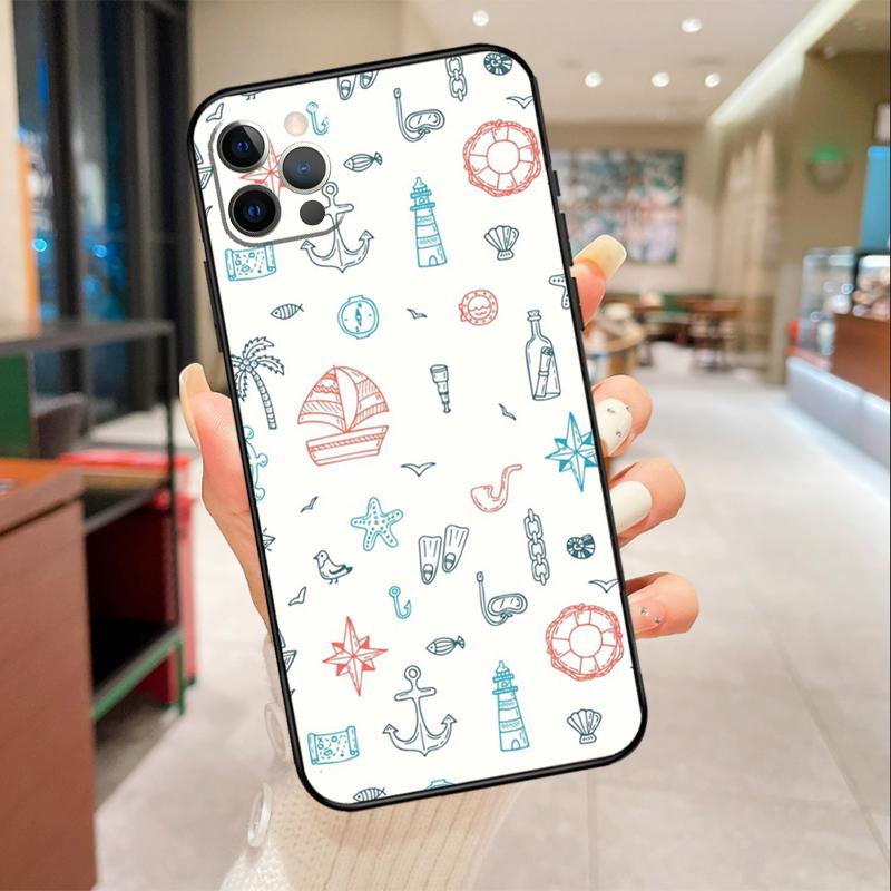 Nautical Seagull Pattern Phone Case For iPhone 17 Air 16 14 13 11 15 Pro Max mini 15 16 Plus 16e Protective Cover