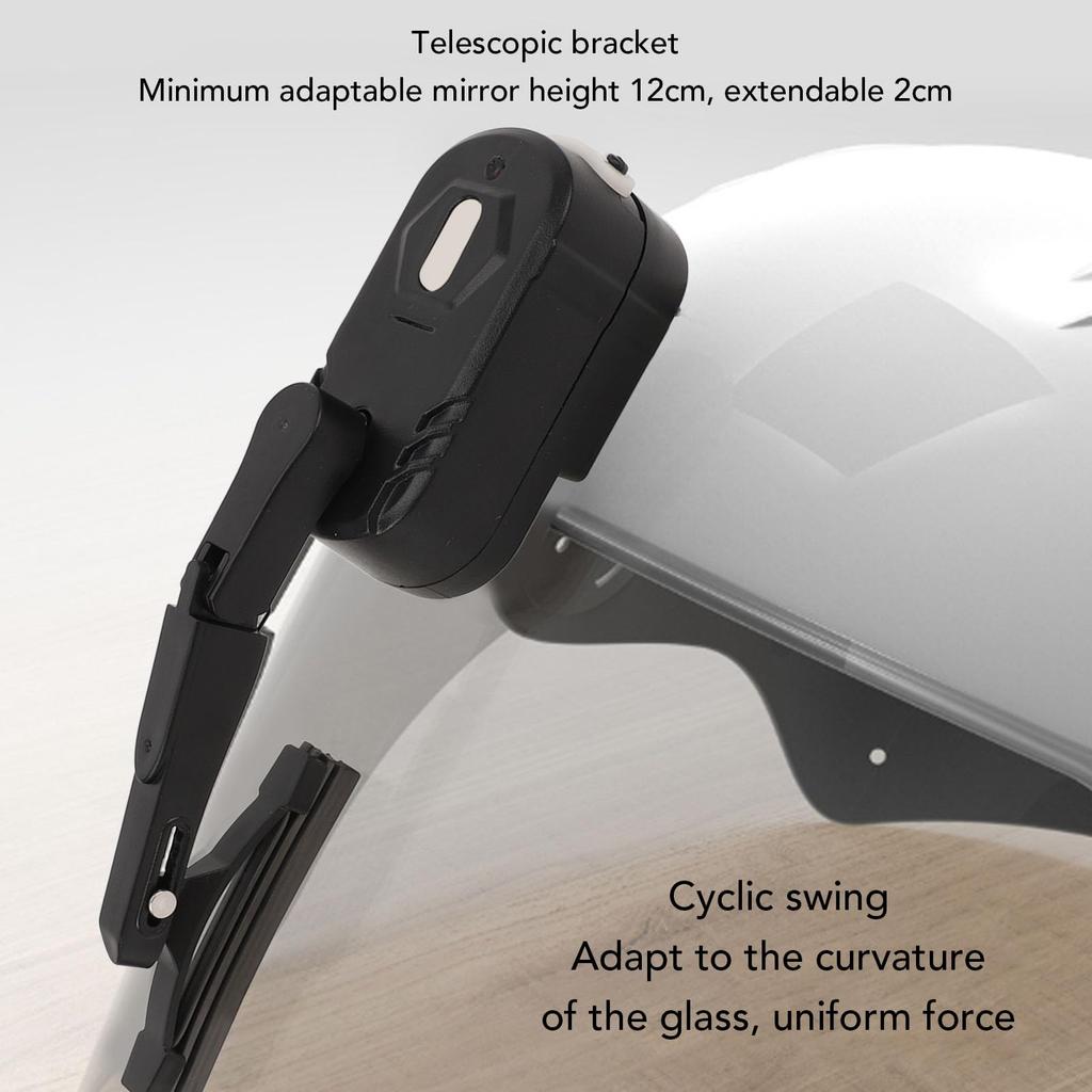 Rechargeable Motorcycle Helmet Windshield Wiper for Most Extension for Motorcycle and Electric Car Helmets Wiper, Helmets, 2-Speed Switch, Bracket,