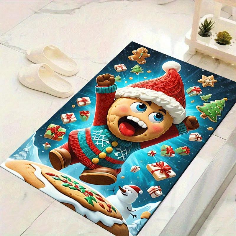 

1pc Happy gingerbread man Print, Design Indoor Area Rug, Soft, Anti-Slip, and Durable Gaming Room Decor for Bedroom, Living Room, and Exerci 60cm by 90cm