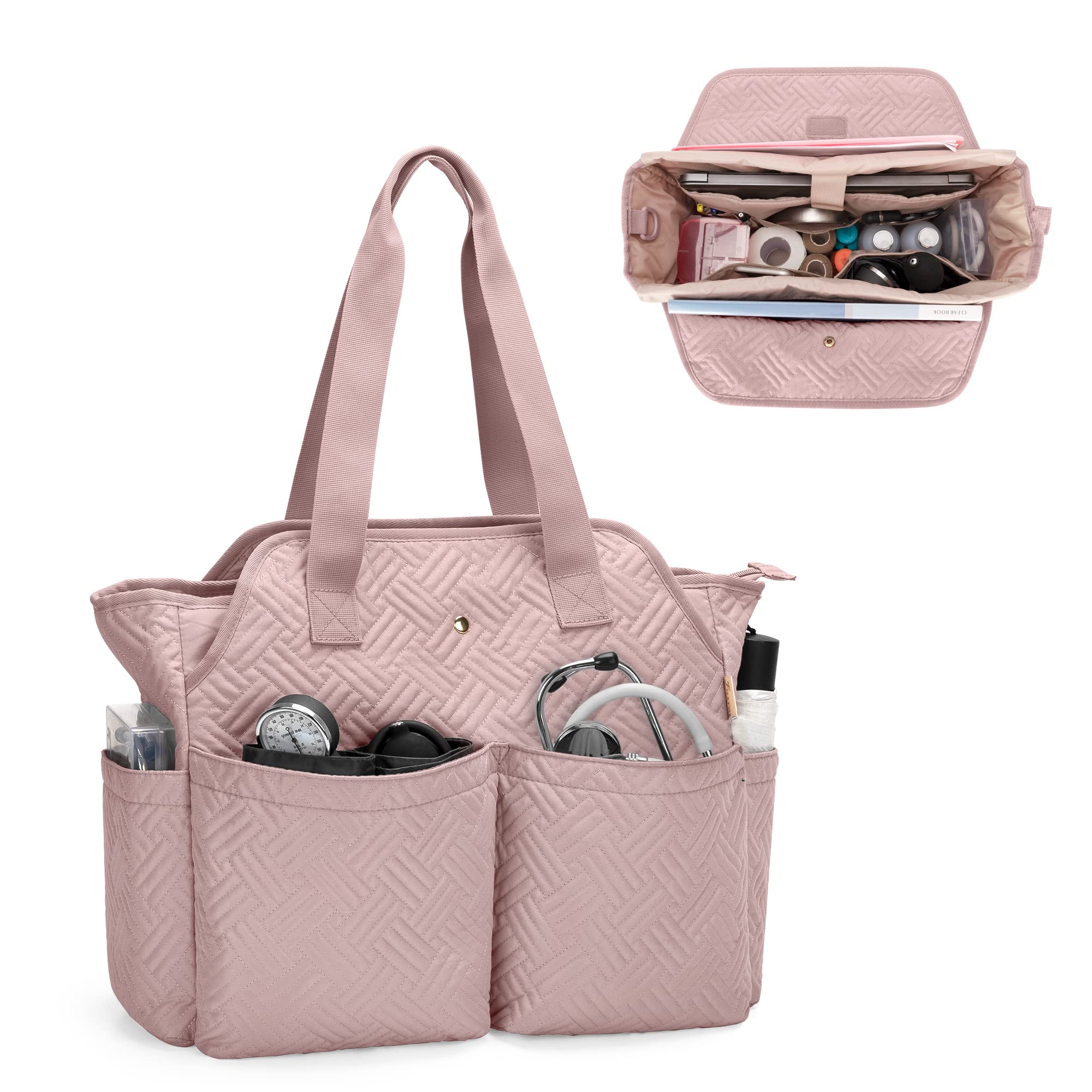 

Fasrom Home Nursing Bag, Care Bag, Visiting Bag, Nurse, Teacher, Home Healthcare, Commuter Bag, School Bag, Large Capacity Tote Bag (Bag Only), Pink