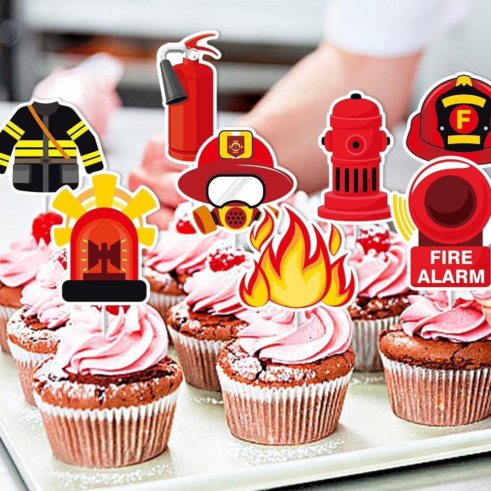 Themed Birthday Fire Cake Decoration Plugin Eight Piece Sets Party Props