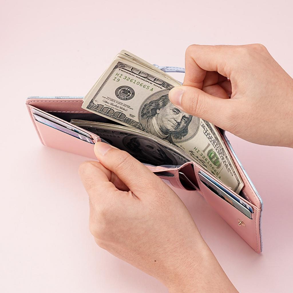 Women's Short Wallet with Three Fold Zipper and Small Wallet, Simple and Fashionable with Old Pattern Card Bag