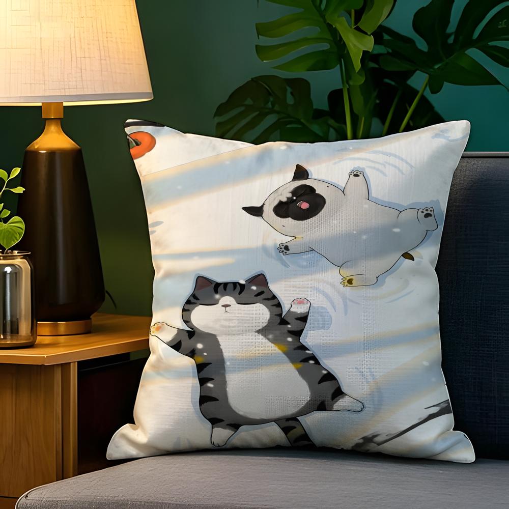 Funny Cute Cat Peeking Out Pillow Case Natural Linen Pillow Case DoubleSided Decor Sofa Pillowcase Home Decor