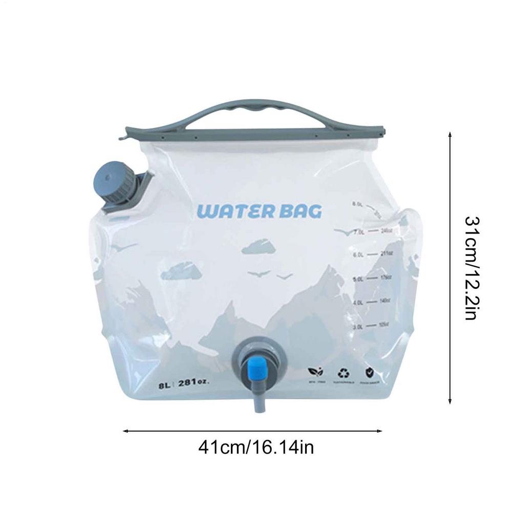 Outdoor Folding Water Bag with Faucet 8L Camping Water Bag Hiking Large Capacity Food Grade Portable Water Storage Bag