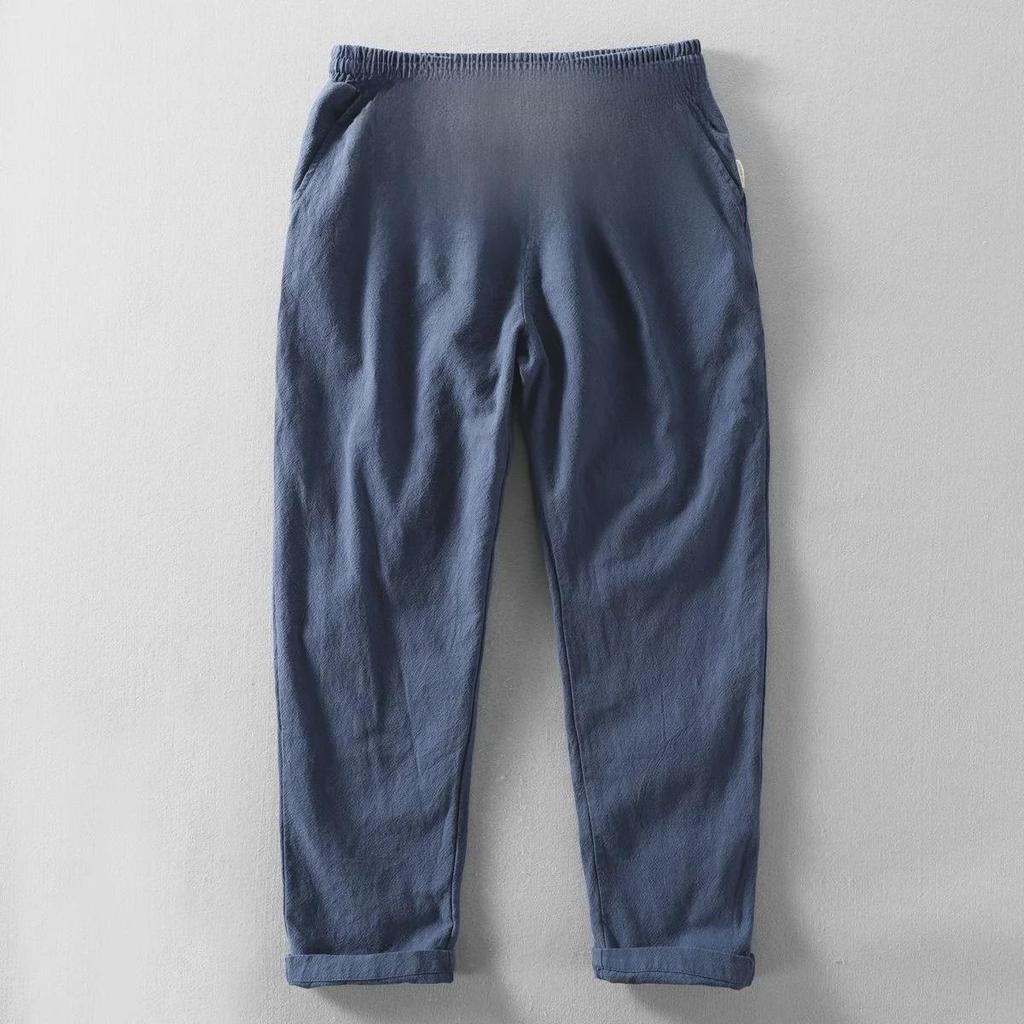 Men's Loose Cotton & Linen Casual Summer Straight Pants, Nine-Point Thin Style