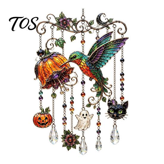 Handcrafted Spooky Home Accents Halloween Acrylic Wind Chime Pendant, Crystal Suncatcher Hanging Ornaments, Decorative Unique Seasonal Ornaments