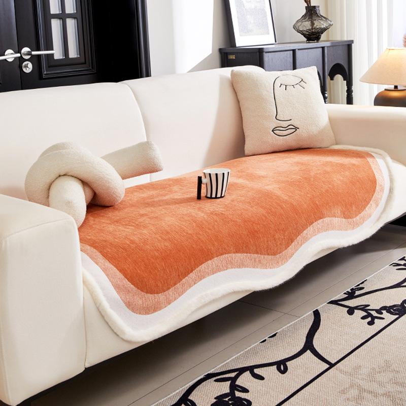 Plush Edge Special-Shaped Sofa Cushion Anti-Skid Irregular Straight Row Seat Cushion One Piece Dust-Proof Cover Universal Cover For All Seasons