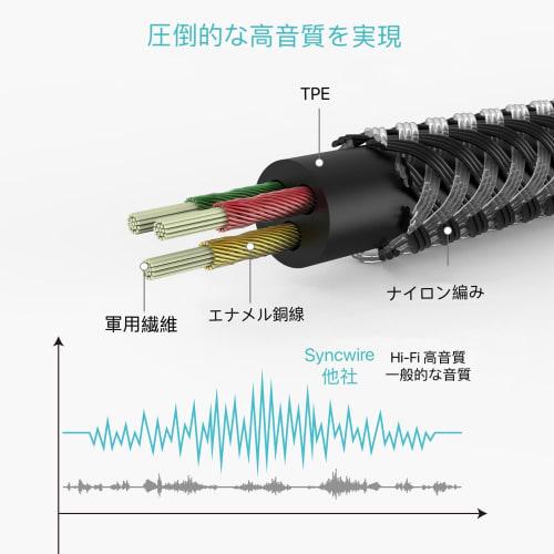 Syncwire Audio Cable, Heavy-Duty Nylon Aux Cable, 3.5mm Stereo Mini Plug, Headphone Cable for Speakers, Car, iPhone, and Android (3M, Black)