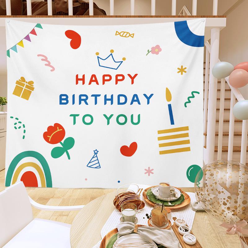 Birthday Party Decoration Tapestry Photo Background Cloth Ins Hanging Cloth Children's Meeting Scene Arrangement Background Wall Photo