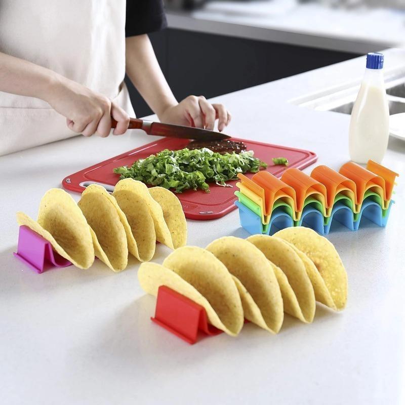 Wave Shape Plastic Taco Holder Stand, Mexican Taco Shell Display Rack, Food Storage Tray Holder for Home Kitchen Restaurant Tableware