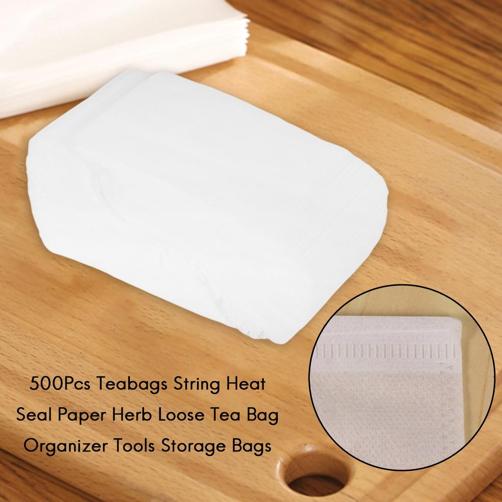 ABBY-500Pcs Teabags String Heat Seal Paper Loose Tea Bag Organizer Tools Storage Bags