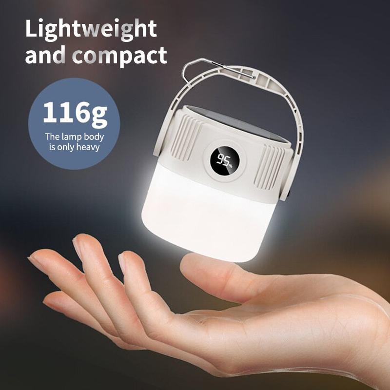 Led Solar Light Bulb Usb Rechargeable Camping Light Portable Outdoor Searchlight Multiduty Hanging Lamp With Flashlight 1Pc