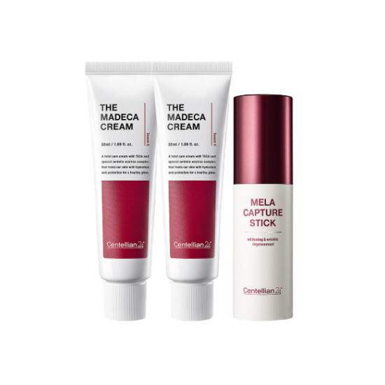 Centellian24 The Madeca Cream TECA Repair Moisturizer 50ml x2 + Madeca Mela Capture Stick Brightening Care 10g