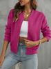 Women Solid Zip Up Cropped Jacket Long Sleeve Stand Collar Cardigan Coat Streetwear Casual Outerwear Fall 2024 Amazon Wish Fashion Top