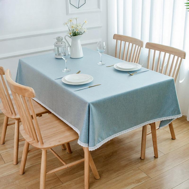 Nordic Lace Tablecloth Waterproof Oil-resistant and Wash-free Rectangular Tablecloth TPU-backed Pure Color Tea coffee Tablecloth