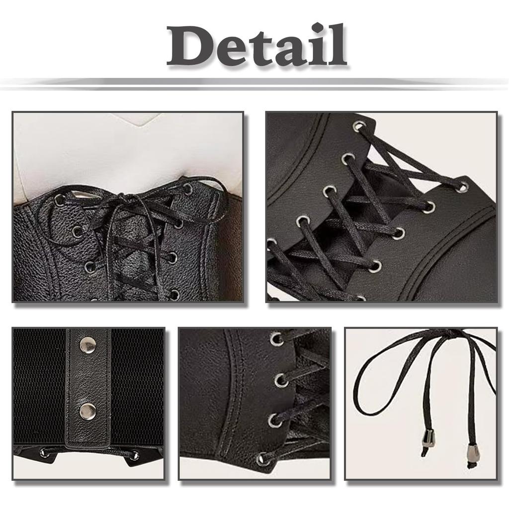 Corset Fashion Girdle Black Gothic Lolita Accessory BT549 [White Fang] Lace-up Women's (Black)