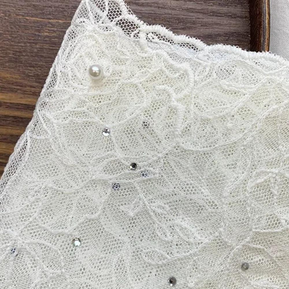 Foreign Style Lace Silk Scarf Pearl Triangle Scarf Fashion Long Scarf