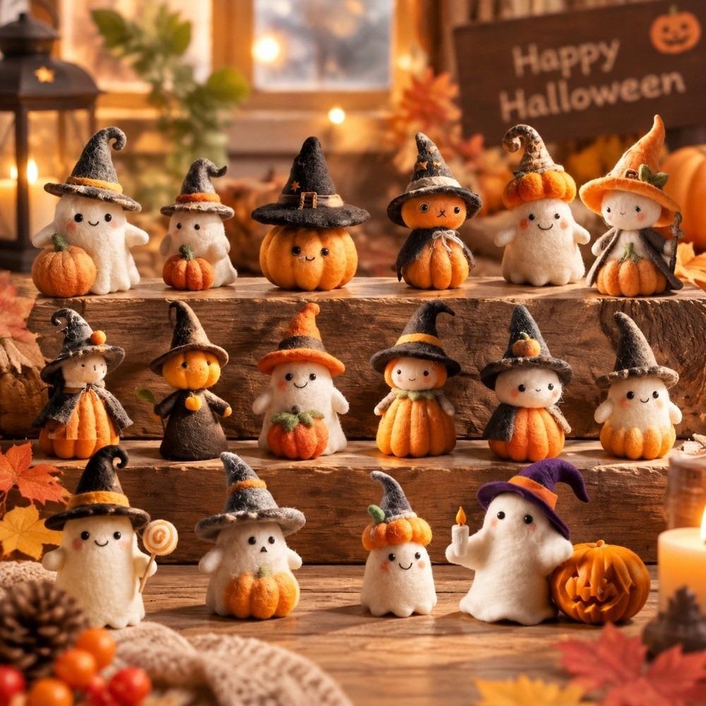Cute Halloween Ornaments Toy Halloween Decoration Home Decor Wool Felt Ghost Statue Pendant