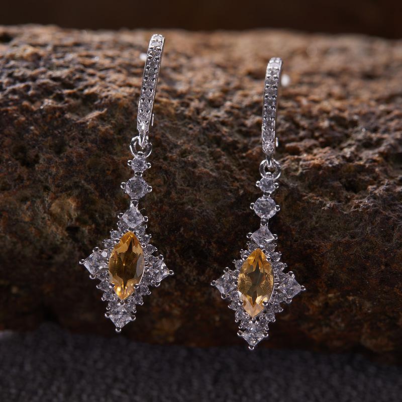 Niche Light Luxury Rhombus S925 Sterlingové Stříbro 18K Zlato Přírodní Barevný Pokladový Prsten, Vysoce Kvalitní Prsten na Ukazováček, Šperky Neztrácející Barvu