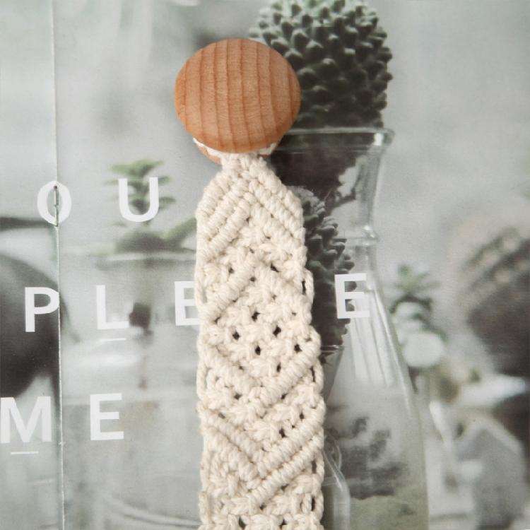 Beech Wood Door Cabinets Handle Drawer Pull Knob Handmade Cotton Rope 19cm