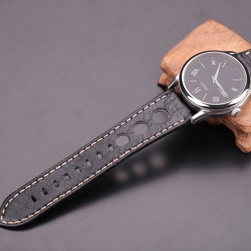 Watchband Watchbands 22mm 24mm Soft Thin Black Brown Genuine Leather Watch Band Strap Stainless Steel Pin Buckle Watch Accessories