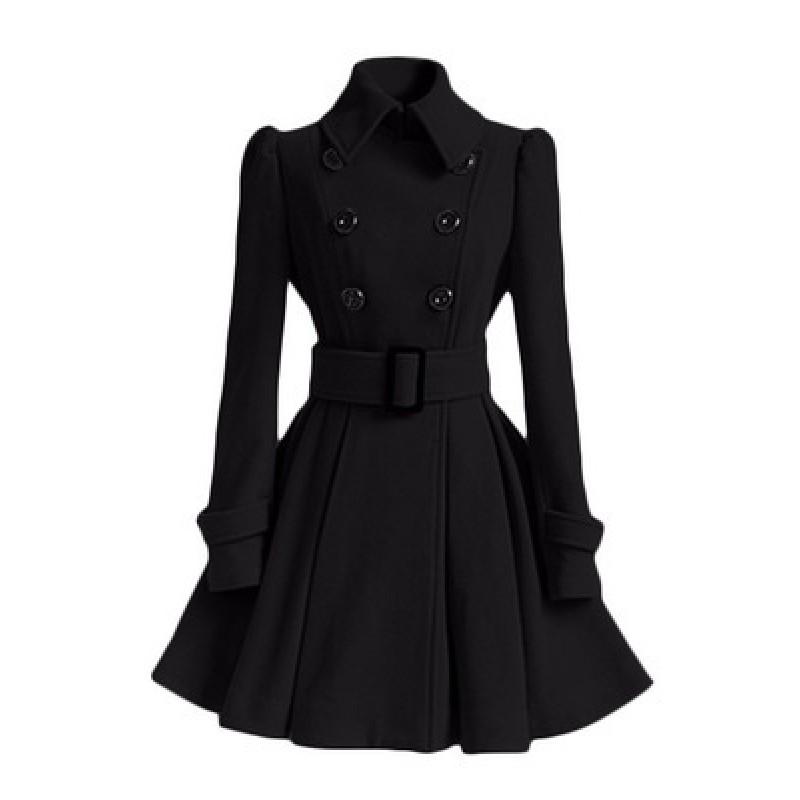 Womens Slim Fit Long Wool Blend