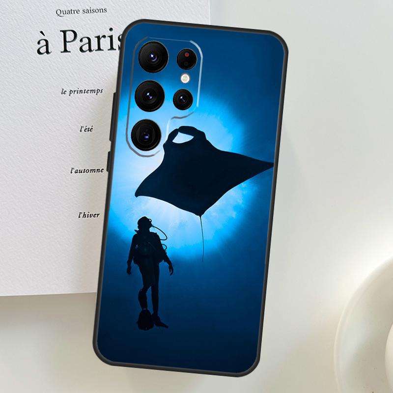 Animal Manta Ray Phone Case For Samsung Galaxy S25 Ultra S9 S10 S20 S22 S21 Plus S23 FE S24 Ultra Cover Shell
