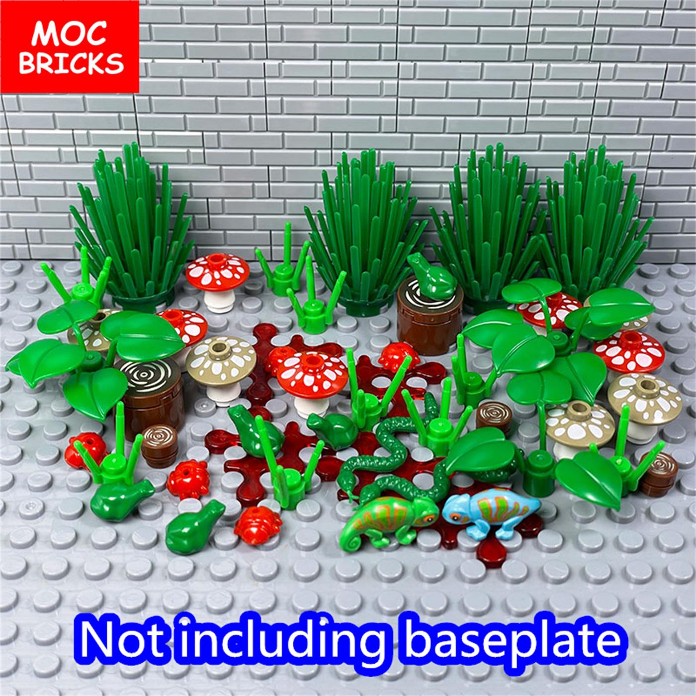 Kit MOC Briques Plante Grenouille lézard Champignon Pinceau Ville Assemblé Bloc de Construction Axé sur l'Apprentissage Kits Jouets Idéal Pour Enfants Bricolage Pièce