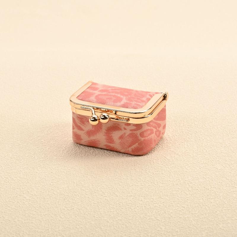 Mini PU Leather Kiss Lock Jewelry Box Leopard Pattern Portable Earphone Storage Case Coin Purse Ring Necklace Travel Organizer for Women