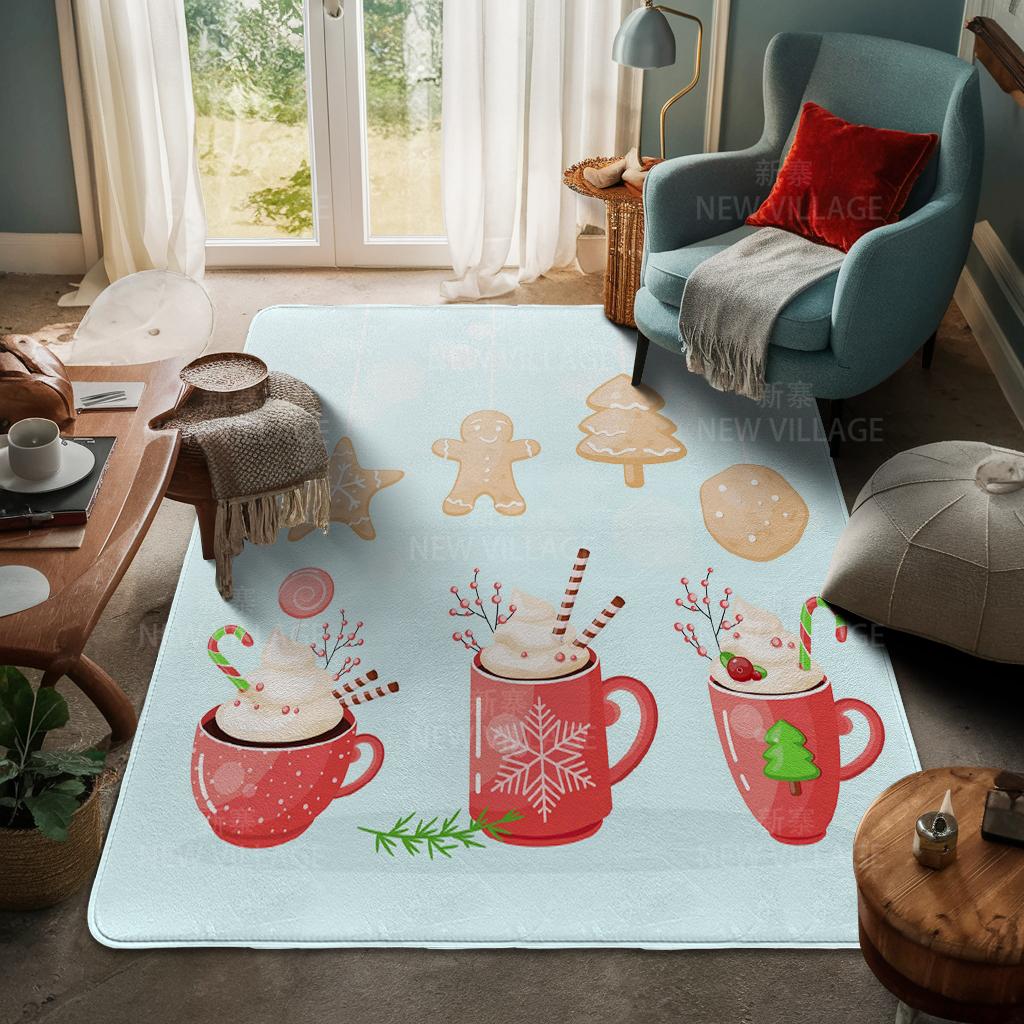 House Entrance Carpet Home Door Mat Living Room Bath Foot Bathroom Non-slip Water Absorption Rugs Bath Merry Christmas Winter