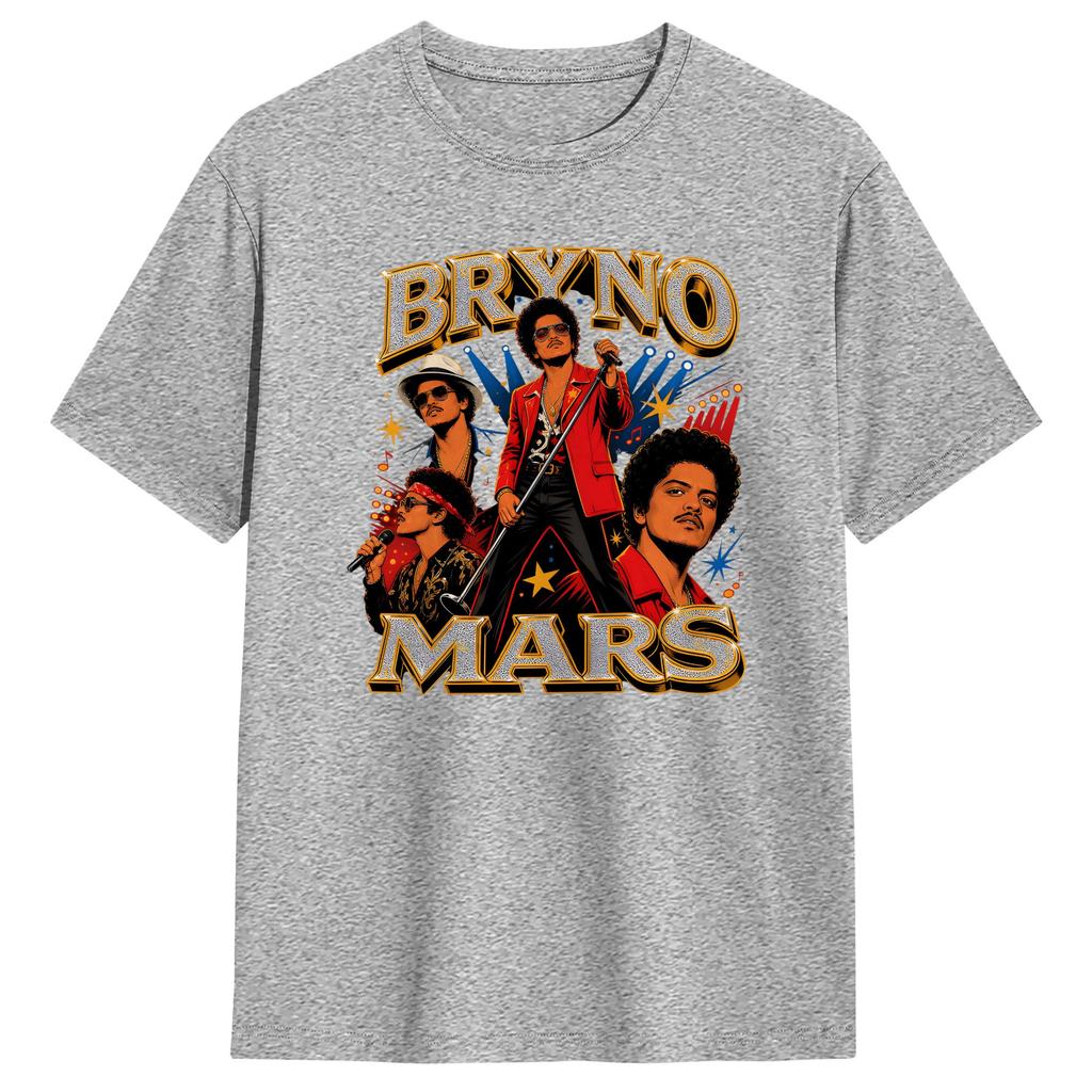 Funny Bruno Mars Chicago RoUnisextic Tour Rose TShirt Unisex O Neck Pure Cotton T Shirt Short Sleeve Tees Gift Idea Clothes