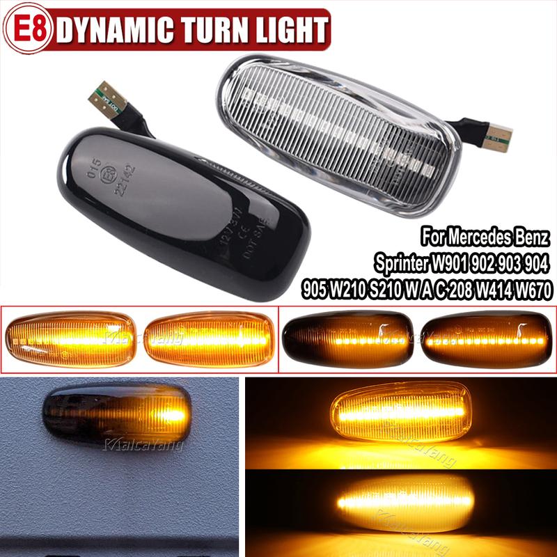 2x LED Dynamic Side Marker Sequential Turn Signal Light For Mercedes-Benz E-Class W124 V-Class W638 C-Class W202 Sprinter W901