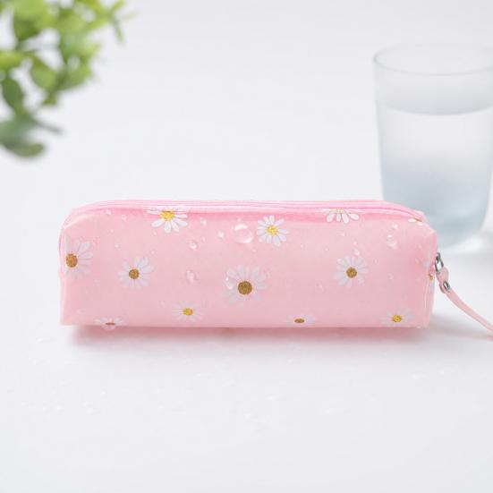 Flower Pencil Case, Large Capacity PVC Pen Pouch, Waterproof Stationery Bag for Students, School Supplies Organizer