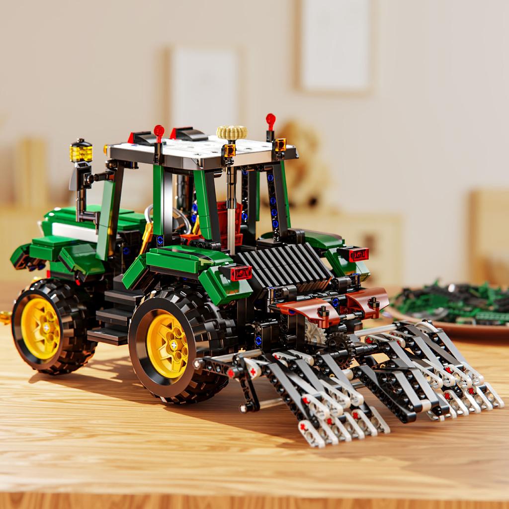 City Technical Wheeled Tractor Car Model Building Blocks MOC Farm Vehicle Assemble Bricks Engineering Educational Toys Kids Gift