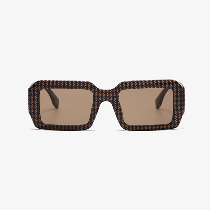 Luxury Brand Designer Houndstooth Square Sunglasses Women Men Vintage Fashion Sun Glasses Travel Eyewear Unisex