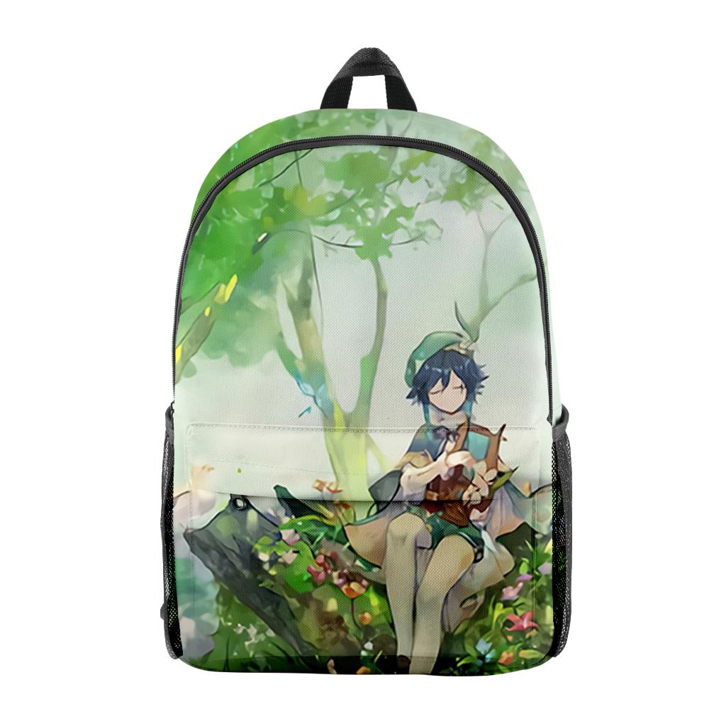 Fashion Youthful Genshin Impact Venti Student School Bags Notebook Backpacks 3D Printed Oxford Waterproof Boys/Girls Travel Bags
