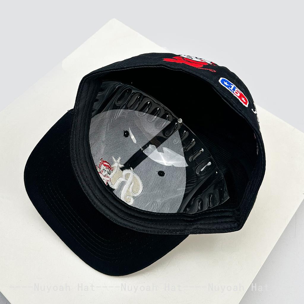New Men Women Korean Niche Embroidered R Letter Devil Baseball Hats Sunshade Flat Eave Versatile Hardtop Peaked Caps Ins Fashion